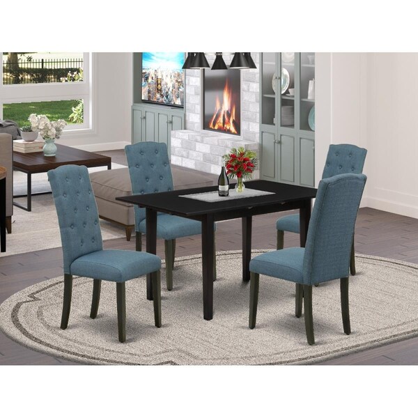 East West Furniture 5 Piece Norfolk Dining Set - Black NOCE5-BLK-21 - main
